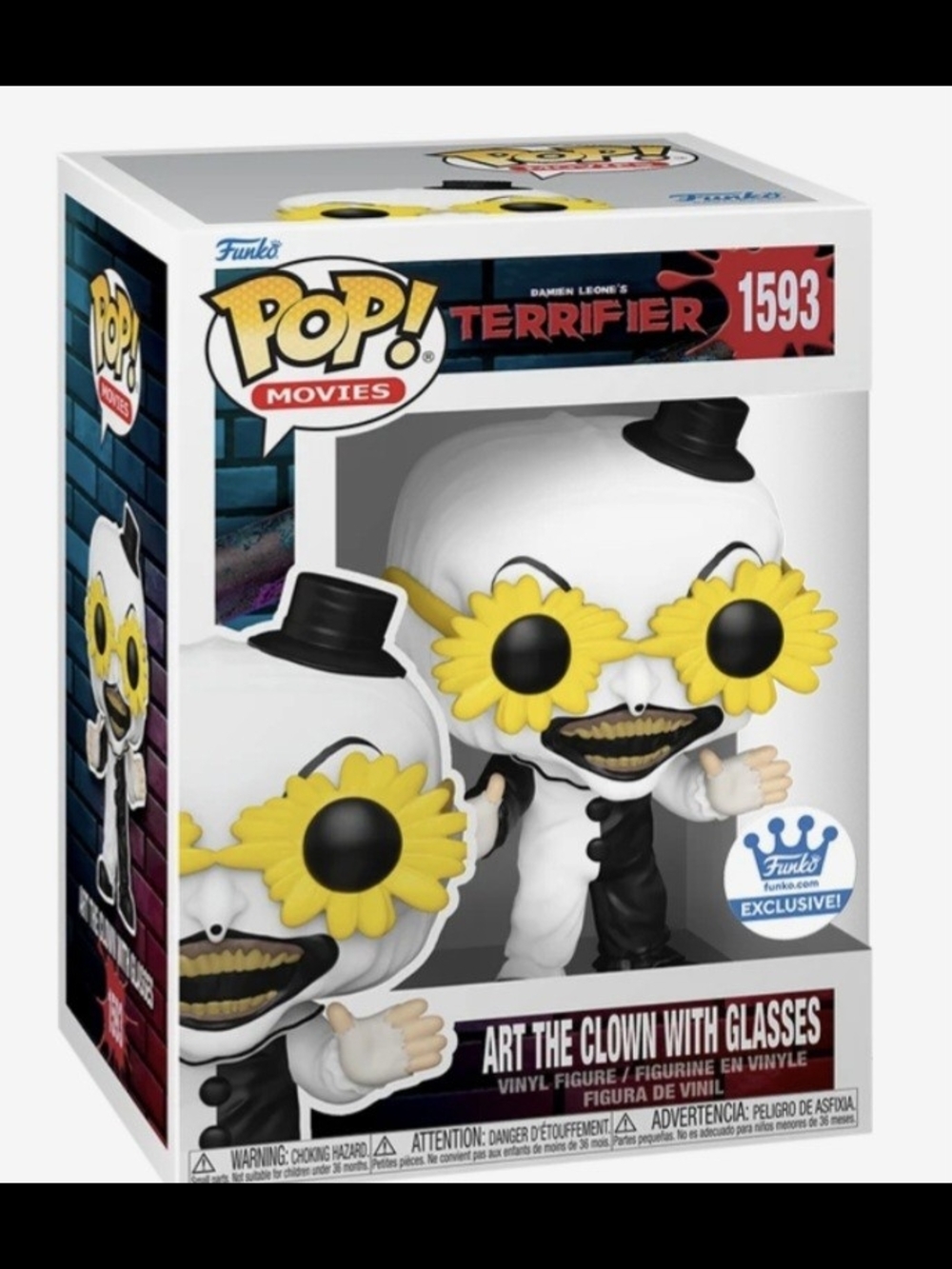 Funko Pop! + Protector Movies: Art The Clown With Glasses Terrifier #1593